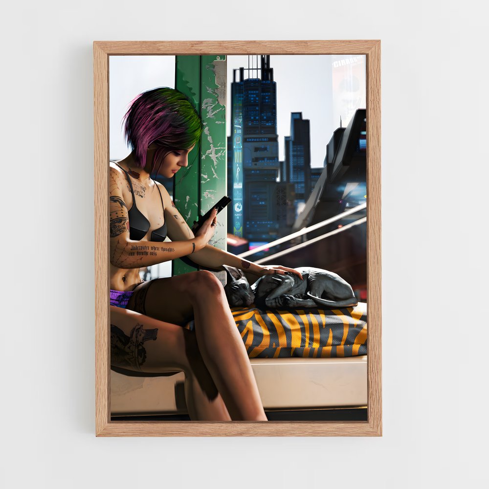 Poster Judy en Pause – affiche Cyberpunk (vue 4)